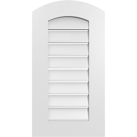 Ekena Millwork Arch Top Surface Mount PVC Gable Vent: Non-Functional, w/ 3-1/2"W x 1"P Standard Frame, 16"W x 28"H GVPAR16X2801SN
